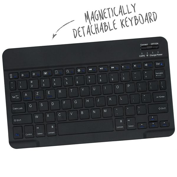 Accezz Étui de tablette portefeuille Bluetooth Clavier Apple iPad 9 (2021) 10.2 pouces / iPad 8 (2020) 10.2 pouces / iPad 7 (2019) 10.2 pouces - AZERTY / FR - Noir