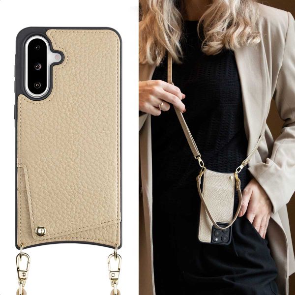 Selencia Coque de télephone Nova avec cordon et porte-cartes Samsung Galaxy A36 / A56 - Beige