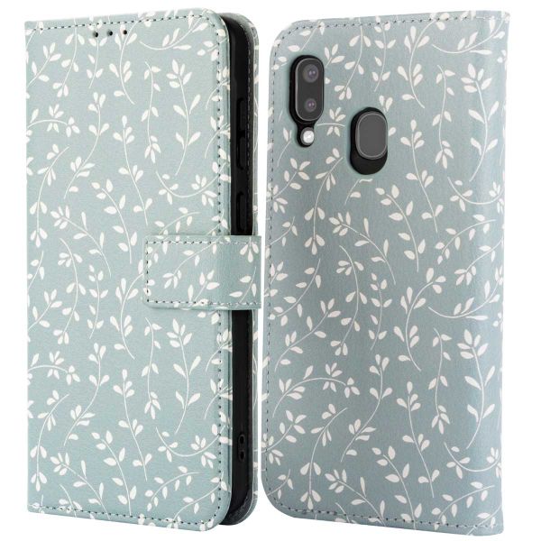 imoshion Étui de télephone portefeuille Design Samsung Galaxy A20e - Smoke Green Flowers