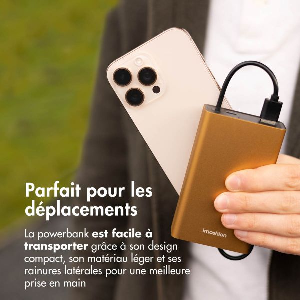 imoshion Ultra Series Aluminium Batterie externe 20.000 mAh - Charge rapide jusqu'à 33 watts - Gold