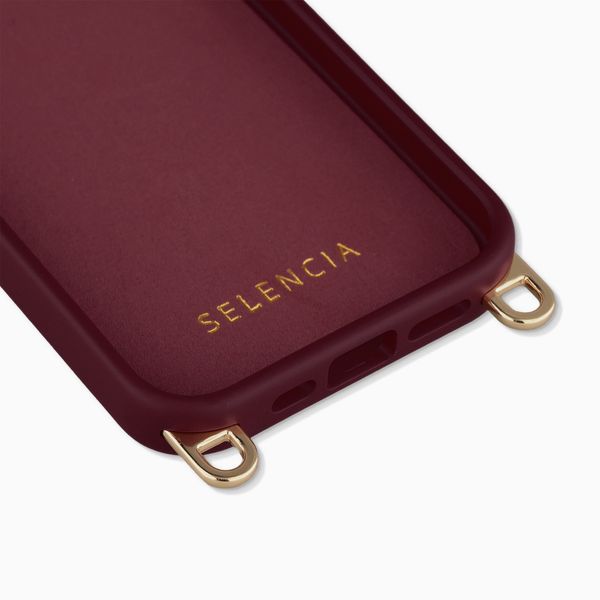 Selencia Coque arrière Rivièra avec MagSafe avec crochets amovibles Apple iPhone 15 Pro - Bold Burgundy
