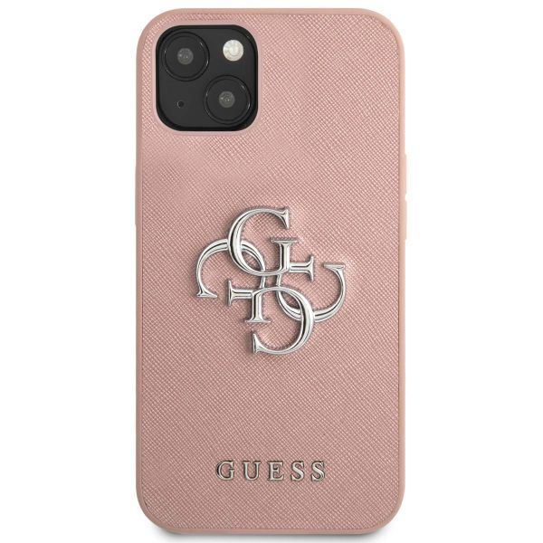 Guess Coque 4G Metal Logo Saffiano Apple iPhone 13 - Rose