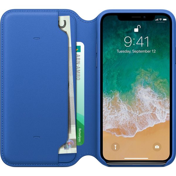 Apple Étui de télephone portefeuille Leather Folio Apple iPhone X / Xs - Electric Blue