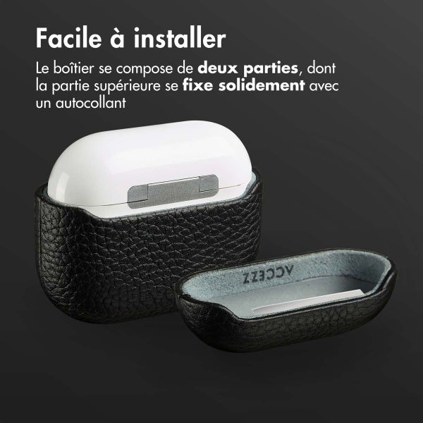 Accezz Coque en cuir véritable  Apple Airpods 3 - Noir