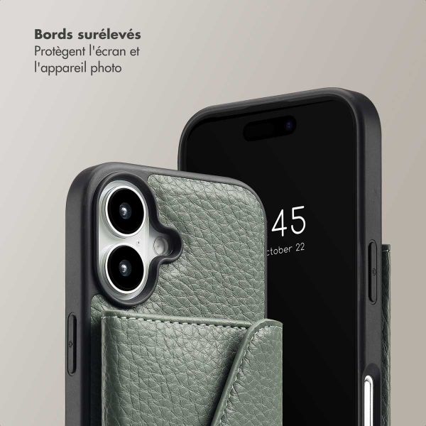 Selencia Coque de télephone Sera avec cordon et porte-cartes enveloppe Apple iPhone 16 - Sage Green