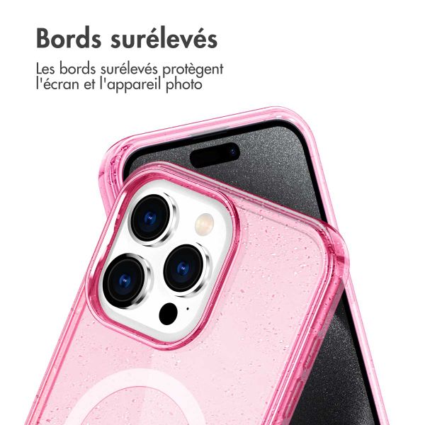 imoshion Coque Pailletée avec MagSafe Apple iPhone 15 Pro Max - Paillettes Rose