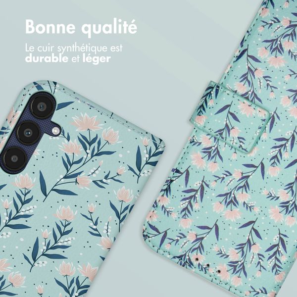 imoshion Étui de télephone portefeuille Design Samsung Galaxy A25 (5G) - Blue Flowers