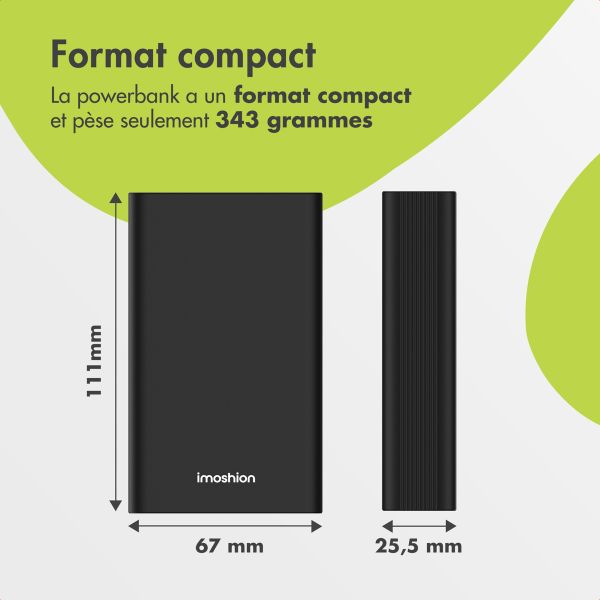 imoshion Ultra Series Aluminium Batterie externe 20.000 mAh - Charge rapide jusqu'à 33 watts - Black