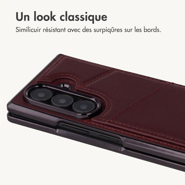 imoshion Étui arrière MagSafe en cuir synthétique avec porte-cartes Samsung Galaxy Z Fold 8 Ultra - Wine Red