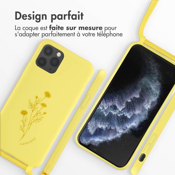 imoshion Coque design en silicone avec cordon Apple iPhone 11 Pro - Flower Yellow