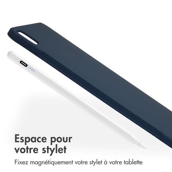 Accezz Coque Liquid Silicone avec porte-stylet Apple iPad Pro 13 (2025) M5 / (2024) M4 - Bleu foncé