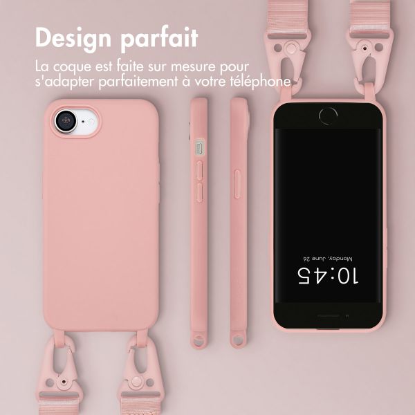 Selencia Coque silicone avec cordon amovible Apple iPhone 17e / 16e - Sand Pink