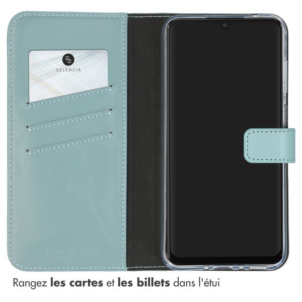 Selencia Étui portefeuille en cuir véritable Samsung Galaxy A35 - Air Blue