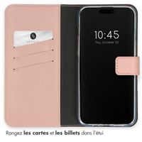 Selencia Étui portefeuille en cuir véritable Apple iPhone 15 Pro Max - Dusty Pink