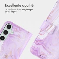 imoshion Étui de télephone portefeuille Design Samsung Galaxy S25 - Purple Marble