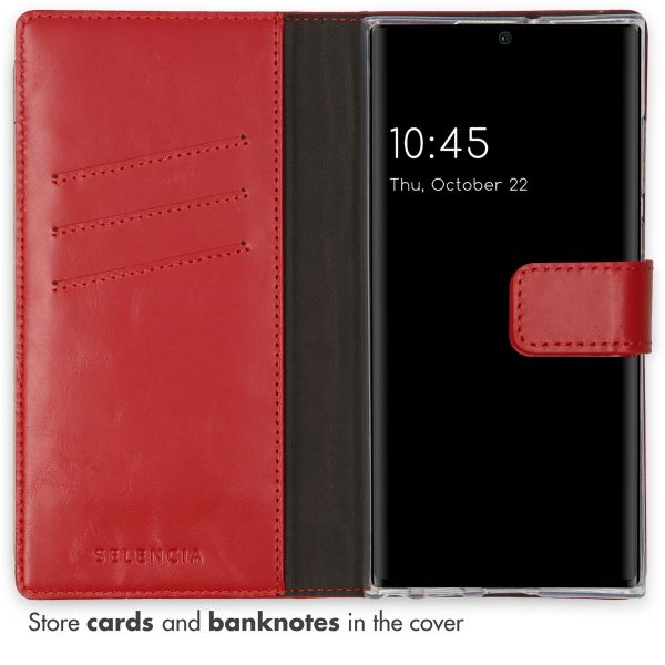 Selencia Étui portefeuille en cuir véritable Samsung Galaxy S22 Ultra - Rouge