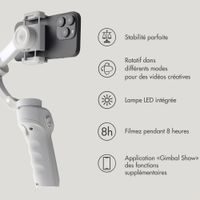 Selencia Stabilisateur Gimbal avec éclairage LED - Suivi intelligent - Trépied - Cosy Grey