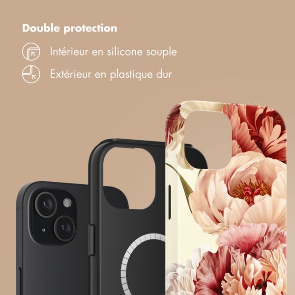 Selencia Coque arrière Vivid avec MagSafe Apple iPhone 15 - Vintage Peony
