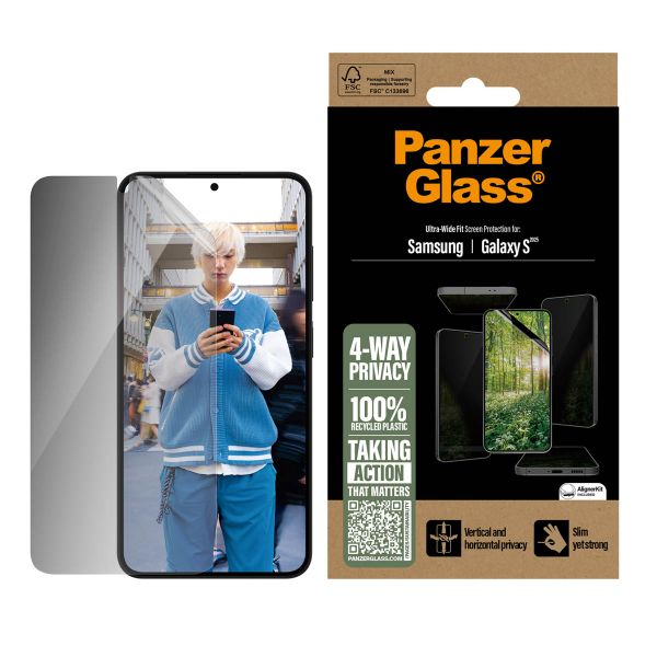 PanzerGlass Protection écran confidentialité Matrix recyclée 4-directions Samsung Galaxy S25
