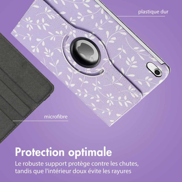 imoshion Coque tablette Design rotatif à 360° Apple iPad 11 (2025) 11 pouces A16 / iPad 10 (2022) 10.9 pouces - Lavender Flowers