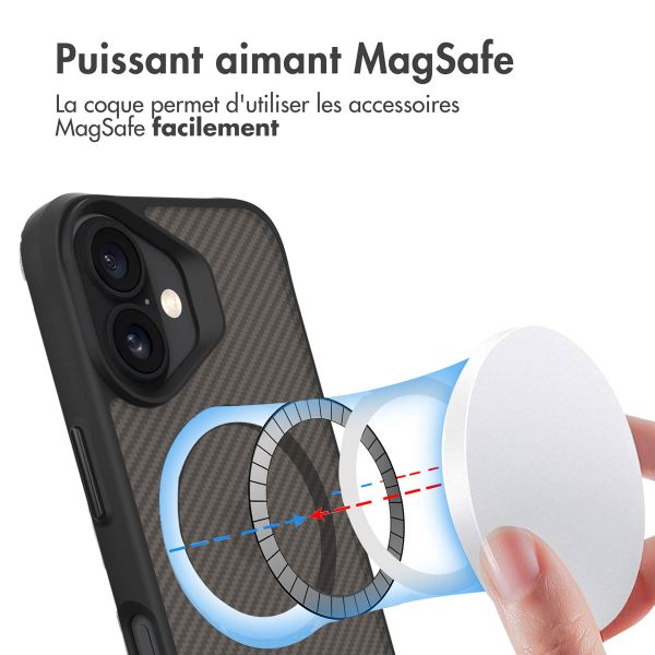 imoshion Rugged Hybrid Carbon Case avec MagSafe Apple iPhone 16 Plus - Noir