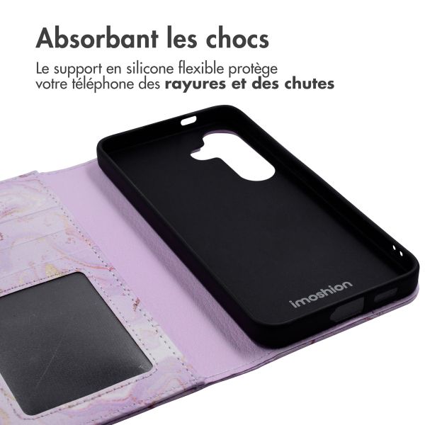 imoshion Étui de télephone portefeuille Design Samsung Galaxy S24 - Purple Marble