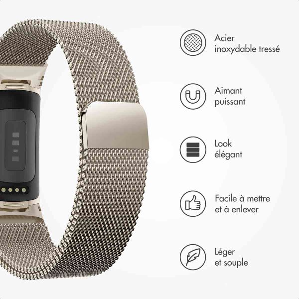 imoshion Bracelet magnétique milanais Fitbit Charge 5 - Taille S - Starlight