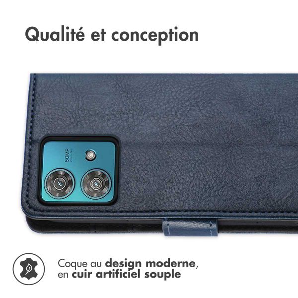 imoshion Étui de télephone portefeuille de luxe Motorola Moto G84 - Bleu foncé