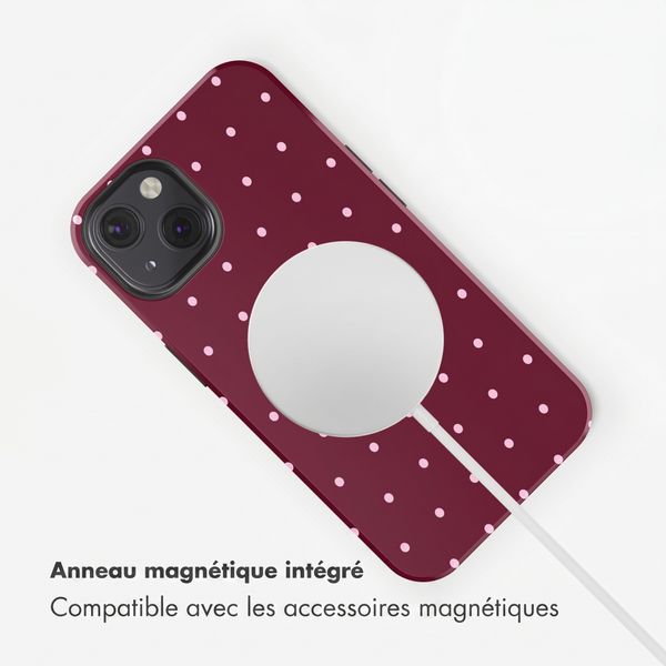 Selencia Coque arrière Vivid avec MagSafe Apple iPhone 13 - Happy Dots Burgundy