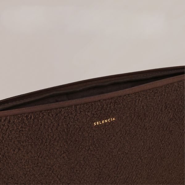 Selencia Housse laptop teddy 15-16 pouces - Choco Brown