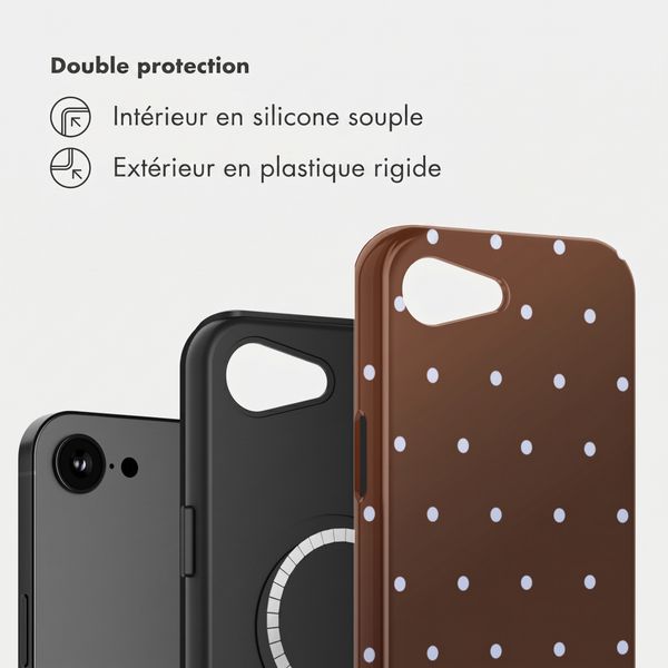 Selencia Coque arrière Vivid avec MagSafe Apple iPhone 17e / 16e - Happy Dots Chocolate