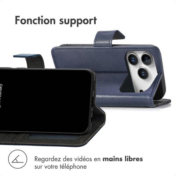 imoshion Étui de télephone portefeuille de luxe Apple iPhone 18 Pro Max / 17 Pro Max - Bleu foncé
