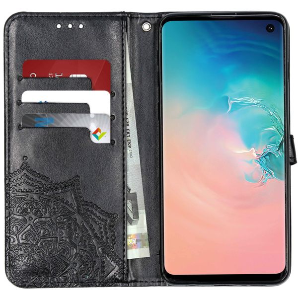 Etui de télephone portefeuille Mandala Samsung Galaxy S10 - Noir