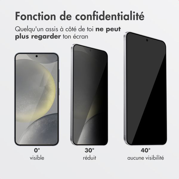 Accezz Protection d'écran en verre trempé avec filtre de confidentialité + Applicateur Samsung Galaxy S25 / S24
