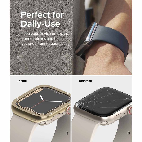 Ringke Style de lunette Apple Watch 7 / 8 / 9 - 45 mm - Hairline Bolts Gold