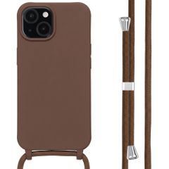imoshion Coque en silicone avec cordon Apple iPhone 15 - Marron