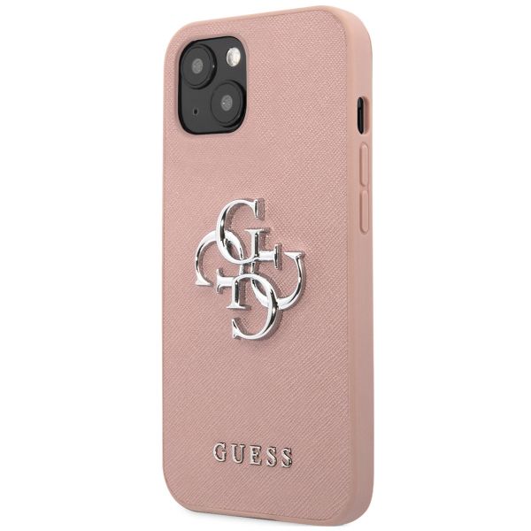 Guess Coque 4G Metal Logo Saffiano Apple iPhone 13 - Rose