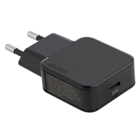 Accezz Chargeur GaN Ultra Slim - USB-C - 20 W - Noir
