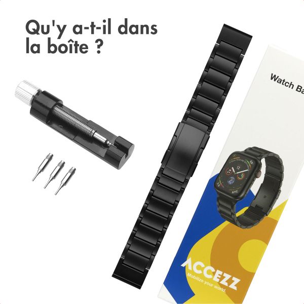 Accezz Bracelet en acier Titane mat  - Connexion Garmin 22 mm - Noir