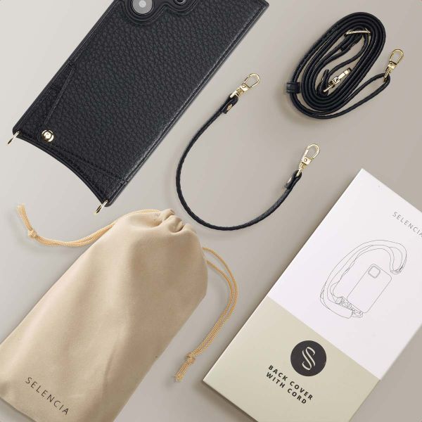 Selencia Coque de télephone Nova avec cordon et porte-cartes Samsung Galaxy S24 Ultra - Noir