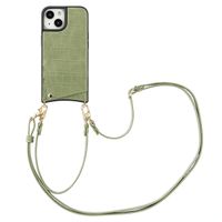 Selencia Coque de télephone Nova Croco avec cordon et porte-cartes Apple iPhone 15 - Sage Green
