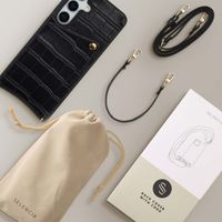 Selencia Coque de télephone Nova Croco avec cordon et porte-cartes Samsung Galaxy S25 / S24 - Noir