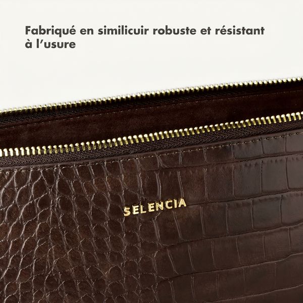 Selencia Pochette ordinateur Croco 15-16 pouces - Choco Brown
