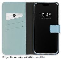 Selencia Étui portefeuille en cuir véritable Apple iPhone 15 Pro Max - Air Blue