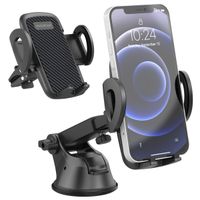 imoshion Support de téléphone 3-in-1 pour voiture - Rotatif à 360° - Universel - Tableau de bord / Pare-brise / Grille de ventilation - Noir