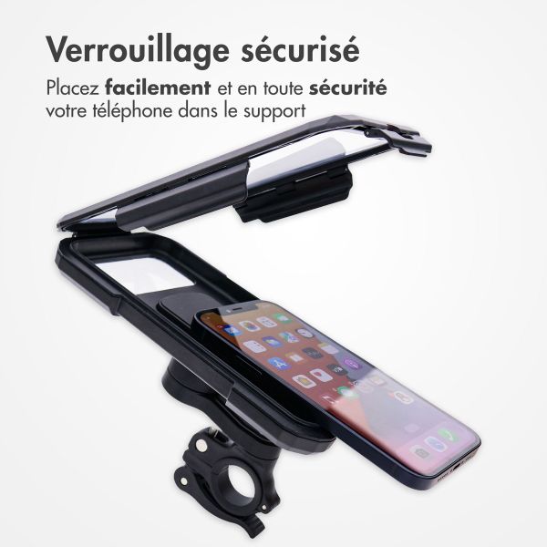 imoshion Support de téléphone premium pour vélo - Résistant aux éclaboussures - Rotation à 360° - Universel - Noir