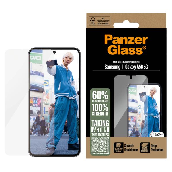 PanzerGlass Protection d'écran Ultra-Wide Fit Anti-bactérienne avec applicateur Samsung Galaxy A56
