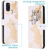 imoshion Design Softcase Bookcase Samsung Galaxy A21s - Let's Go Travel White