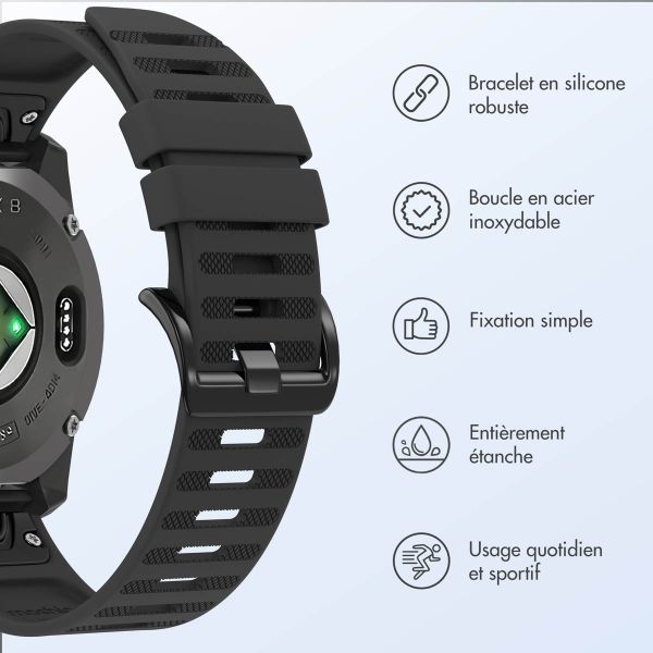 imoshion Bracelet QuickFit® Stripe en silicone  - Connexion Garmin 22 mm - Noir