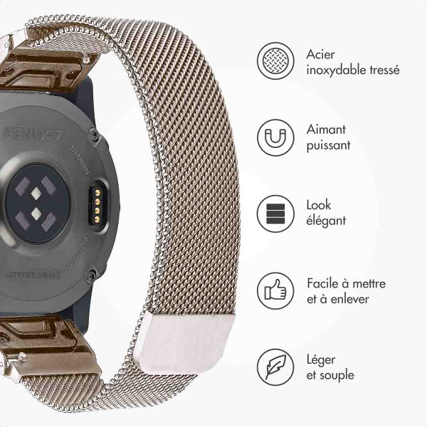 imoshion Bracelet QuickFit® Milanais  - Connexion Garmin 20 mm - Taille L/XL - Starlight